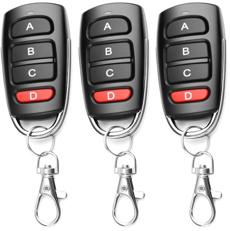 3 Stück Fernbedienung Garagentor 433 MHz, Garagentoröffner Universal Mit 4 Kanäle, Klonen Handsender Garagentor Duplicator, Garage Door Opener Kabellose Schlüsselbund Ersatz Fernschalter