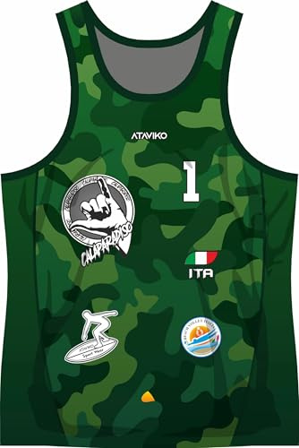Ataviko Canotta Camouflage, Beach Volley Mare, Gym Palestra, Passeggio, Sport Estivi (IT, Testo, L, Regular, Regular, Standard, Verde)