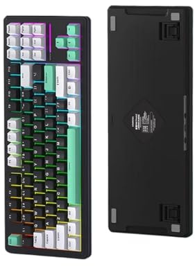 XXINGYULI Teclado mecánico inalámbrico RGB para Jugar, diseño de Junta de Intercambio en Caliente de Tres Modos, 5000mAh, Compatible con PC Gamer y Uso de Oficina(Green RGB Wired)