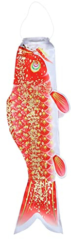 Veemoon Japanische Karpfenflagge mit Windbeweglicher und Feuchtigkeitsbeständiger Funktion Rot aus Seide und Satin Leichte Fensterdeko für Innenräume und Touristenattraktionen