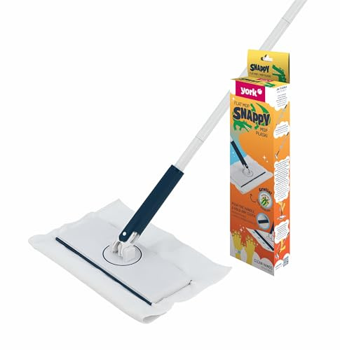 York Bodenwischer Wischmopp mit Mikrofasertuch 360 Drehgelenk Flachwischmopp Reinigung Putzen Snappy, Waschfläche 25 x 9,5 cm