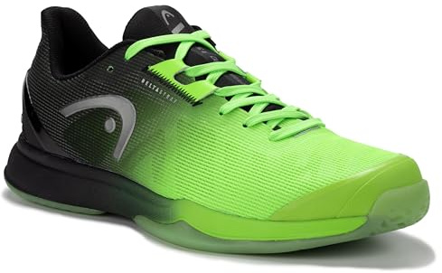 HEAD Chaussures de Squash Sprint Pro pour Homme, Noir et Vert Fluo, 7.5 UK