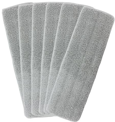 Mocio in microfibra, 6 testine di ricambio in microfibra, compatibili con spray e lavapavimenti pratici, ideali per pavimenti in legno, piastrelle e laminato, colore: grigio