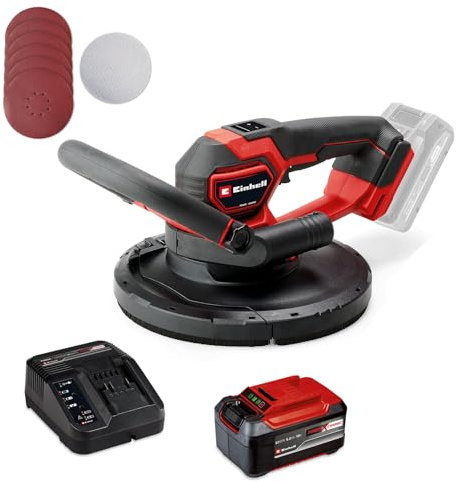 Einhell Professional Akku-Trockenbauschleifer TP-DWS 18/225 Li BL Power X-Change (18 V, Brushless, inkl. 6 x Ø 225 mm Schleifpapier & 1 x Gitterleinen, inkl. 5,2 Ah Akku & Ladegerät)