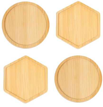 OUDQFCJ 4 Pezzi Sottobicchieri in Bambù, Vassoi Vuoti per Fai-da-Te, Sottobicchieri per Piante, Bicchieri, Candele, Decorazioni per il Soggiorno, Accessori per Mosaico Creativo