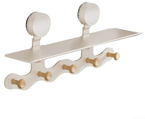 Non Perforated Design Wall Rack with Carbon Steel Construction for Longevity (5 hooks white)