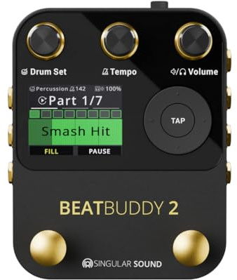 Singular Sound BeatBuddy Mini 2 Effektpedal (Drumbegleitung in Pedalform, 9 Drumsets, 24 Genres, 200+ Styles, Fusspedal Drum für Gitarre und Bass, einfache Bedienbarkeit, mit LED Anzeige)