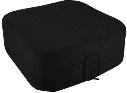 Gettimore Copertura termica gonfiabile per vasche idromassaggio, copertura termale isolante impermeabile con tessuto Oxford nero ad assorbimento solare, 145 x 145 cm, adatta alla maggior parte delle