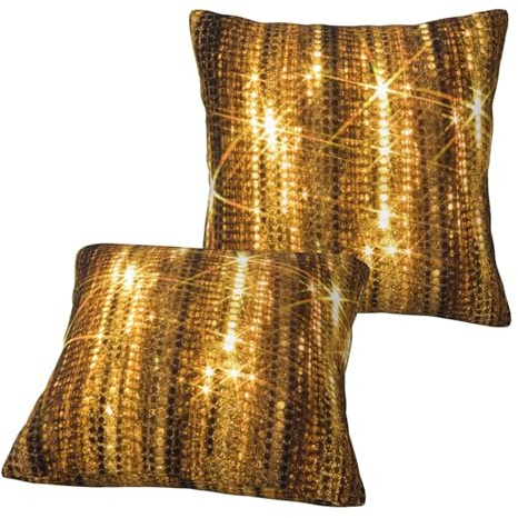 Yyoretp Juego de 2 fundas de cojín cuadradas con estampado brillante de lentejuelas doradas para sofá, cama, coche, sofá