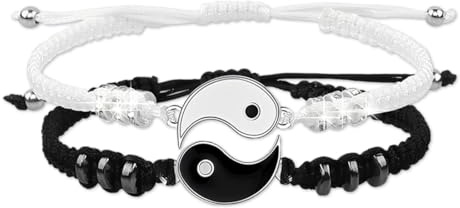 CEJAS 4 st justerbara bästa vänarmband - Yin Yang design och Tai Chi flätat rep - för BFF, par, kvinnor och män