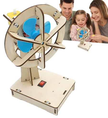 Experiment Toy - Electric Fan Science Kit, Wooden Educational Physics Learning Toy for Kids Boys Girls Preschoolers Students, Hands-On Stem Activity for Logical Thinking and Creative Experimentation