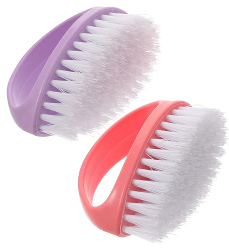 HOMSFOU Spazzola per Pulizia Unghie Manicure Pedicure 2 Pezzi Piccola Impugnatura Colori Pastello per Cura Mani Art