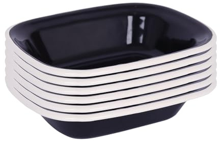 Argon Tableware 18 x 13.5cm Black Enamel Pie Dishes with White Rims - Pack of 6 - Baking Tray, Oven Safe Metal Dish for Pies, Cobblers, Lasagne, Camping, Picnic, Rustic Kitchen Bakeware