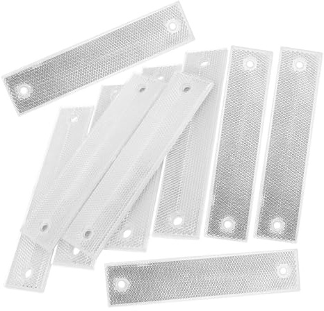 SHINEOFI Lot de 10 Réflecteurs Rectangulaires Blancs 18 X 4 Cm pour Signalisation Routière, Balises Réfléchissantes Résistantes aux Intempéries pour Allées, Autoroutes et Trottoirs –