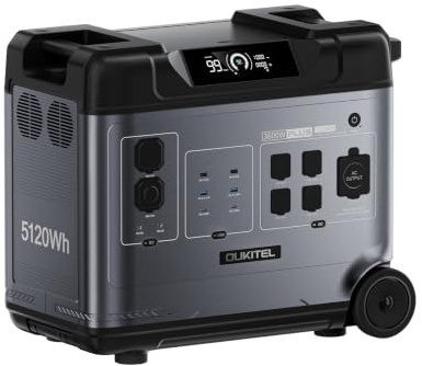OUKITEL P5000 Plus Estacion de Energia Portatil 3600W, 5120Wh Generador Solar, Batería LiFePO4, Carga Rápida en 2.2 h, 15 Porte, Power Station para Camping, Caravana y Emergencias