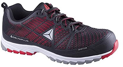 Deltaplus DSPORSPNR43 Halbschuhe Aus Polyurethan/Mesh-Einsätzen - S1P Hro Src, Schwarz-Rot, Größe 43