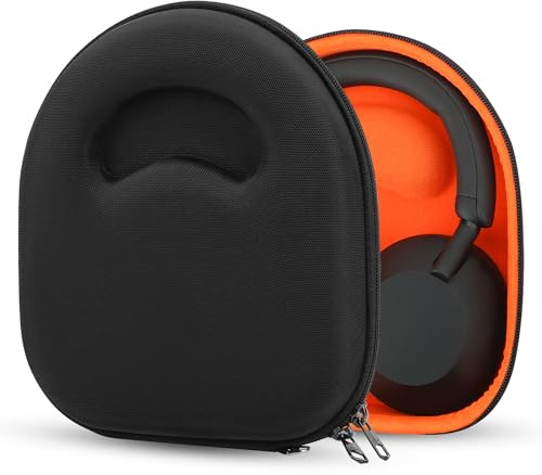 Geekria Shield Headphones Case Compatible with Sony WH-1000XM5, WH-1000XM4, MDR-XB950BT, WH-CH720N and More, Replacement Hard Shell Travel Carrying Bag with Cable Storage (Black)