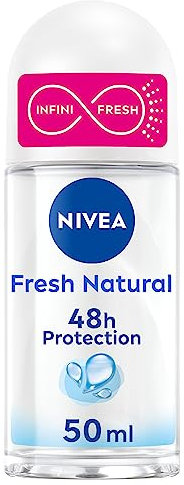 NIVEA Bille Fresh Natural 0% (1 x 50 ml), déodorant femme efficacité 48 hrs, anti transpirant aisselles fraîcheur longue durée, antiperspirant sans aluminium