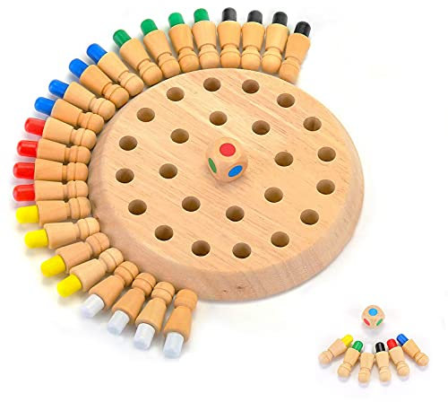 KATELUO Kinder hölzernes gedächtnis-Schach,Memory Schach Holz,Übung Babygedächtnis, geeignet für Mehrere Kinder,Eltern-Kind-Tischspiele,Lieblingsgeschenke für Kinder,Schachbrett Spielzeug