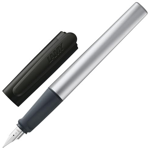 Lamy nexx black Füller - Füllhalter mit rutschfestem Griff & polierter Stahlfeder in Strichbreite A - dreieckiges Gehäuse aus Aluminium - inkl. Tintenpatrone T 10 blau - Rechtshänder
