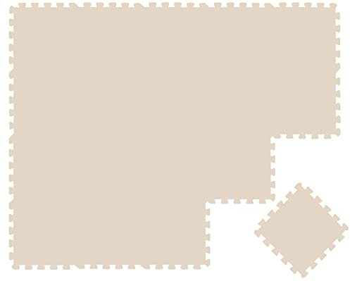 LittleTom Spielmatte Baby Puzzlematte ab 0 Monate – 18 Teile à 30x30 cm Krabbel- & Bodenmatte für Kinderzimmer & Outdoor – Eva Schaumstoff Teppich Isomatte Beige 180x90 cm