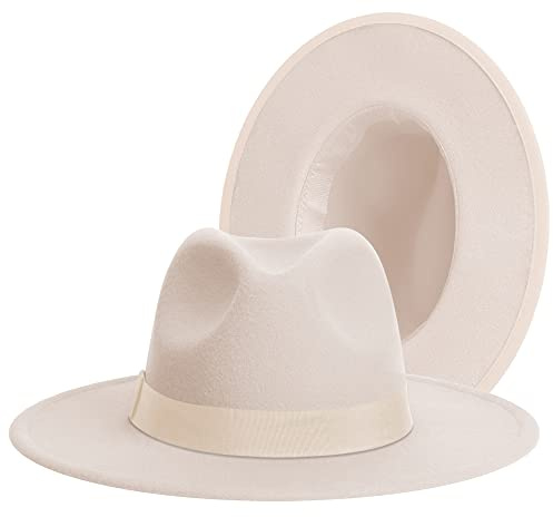 Fedora-Hut mit breiter Krempe für Frauen und Männer, klassisches Kleid, Panama-Hut, Verstellbarer Filzhut mit Band