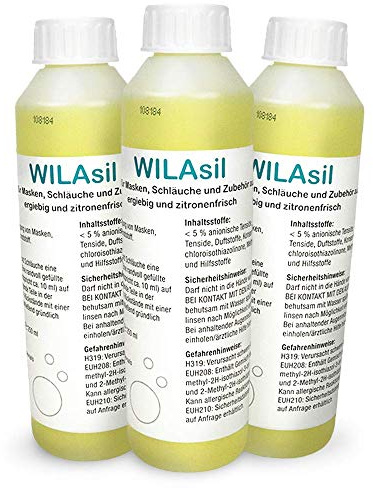 WILAsil 3 Flaschen à 250ml CPAP Maskenreiniger Silikonreiniger - für CPAP-Masken, Atemmasken, CPAP-Schläuche und CPAP-Zubehör