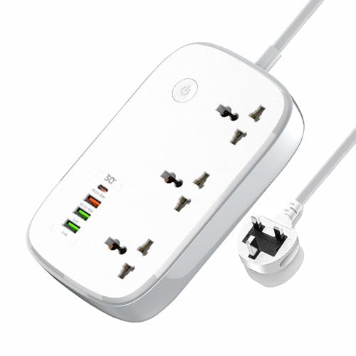 Smart WiFi Power Strip, WiFi Extension Lead with USB C Slots, Surge Proector, Voice Control, Compatible with Alexa Google Assistant App Remote Control, Timer Schedule, Extension Cord 2M(6.5FT)