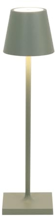 Zafferano, Poldina Micro, Lampada da Tavolo Ricaricabile e Senza Fili con Controllo Touch, Adatta per Salotto ed Esterni, Dimmer, 2200-3000 K, Altezza 27,5 cm, Colore Salvia