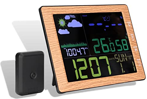 Station Météo Numérique Sans Fil WiFi Ecran Couleur Moniteur Météo Intérieur Thermomètre Extérieur Hygromètre Avec Capteur Station Météo Domestique