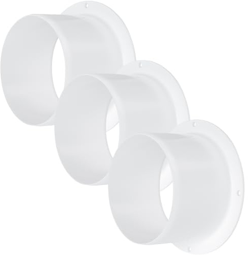 Vent Systems confezione da 3 - Connettore per condotto di ventilazione dell'aria da 10 cm con flangia per tubo di ventilazione dritto in plastica, HVAC
