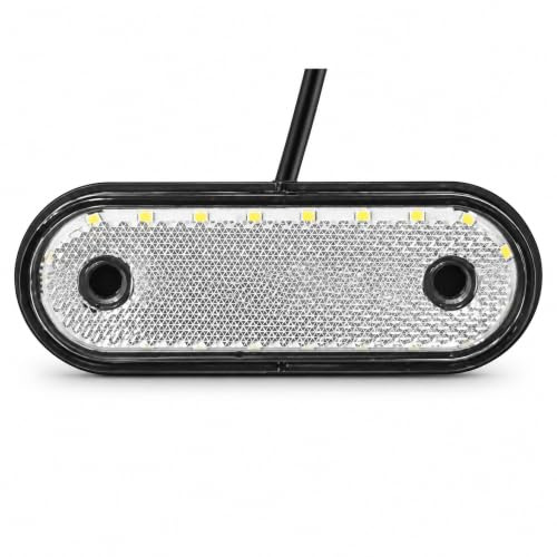 White Front Side 20 LED Marker Lights Oval 12V 24V Neon Trailer Truck Lorry