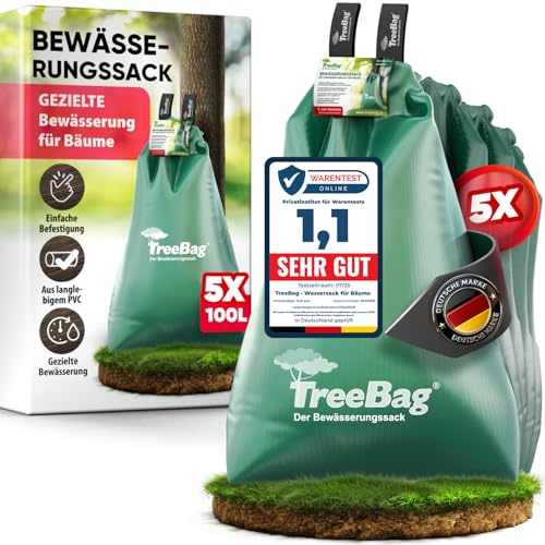 TreeBag Wassersack für Bäume 5 x 100L – UV-stabiler Baumbewässerungssack aus PVC – Effektiver Bewässerungssack Baum für Garten & Stadtgrün
