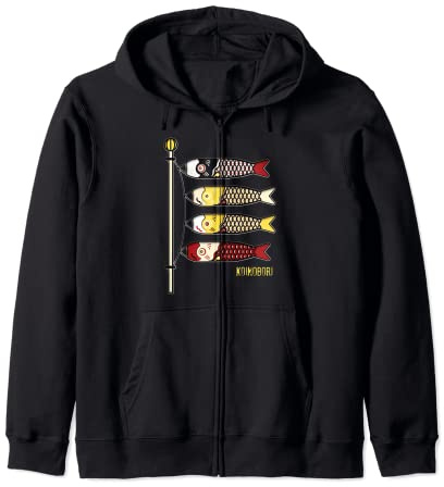 Koinobori Japanese Carp Koi Flying Fish Windsocks Zip Hoodie