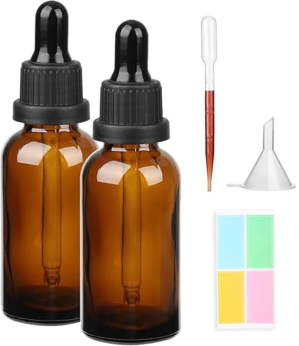 Hyber&Cara Pipettenflaschen mit Glas Pipette 2 x 100ml Braune Glasflaschen Apothekerflaschen mit Tropfenpipette für ätherische Öle, Parfümöle, Flüssigfarbstoffen Aromatherapie -Mischungen