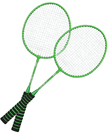 Wakects Badmintonschläger Sport 2er Set,Federballschläger SchlägerGeteilter Eisenlegierung Badminton Racket mit Nylongriff und Schlägertasche für Anfänger,Grün K705