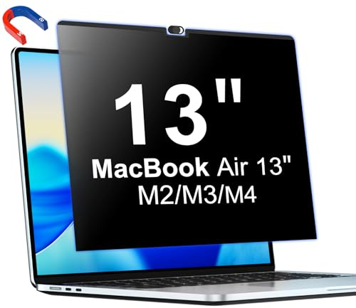 PYS Magnetischer Blickschutzfolie für MacBook Air 13 13,6 Zoll | M2 M3 M4 M5 Chip Sichtschutzfilter mit Webcam Abdeckung um Ihre Privatsphäre zu Schützen