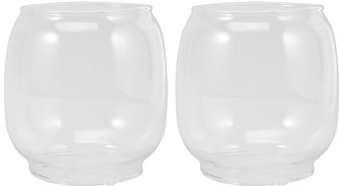 Beavorty Kerosene Lamp Glass Lamp Chimney 2pcs Oil Shade Replacement Vintage Hurricane Lantern Shade Kerosene Globe Curvy Lantern Covers Parts Glass Replacement