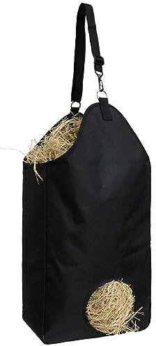 YJZQ Sac à Fourrage Sacoche d'alimentation Sac Noir pour Rangement de Foin 15kg Mangeoire avec Cordon à Suspendu remorqueur Cheval Vache Jument Poulain Ânes Kit Entraîner équestre