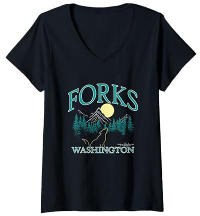 Women's Twilight Forks Washington Movie V-Neck T-Shirt