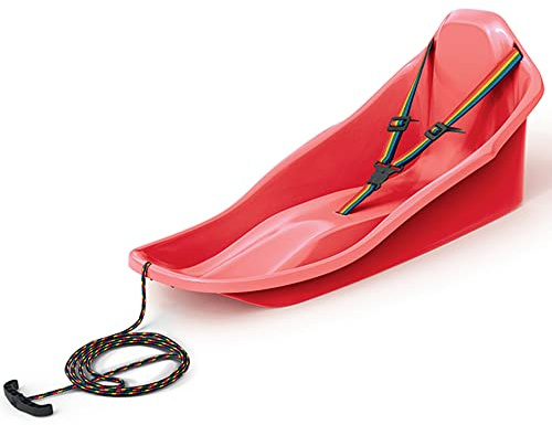 molti Topo Luge pour enfants jusqu'à 3 ans avec dossier, ceinture de sécurité et corde de traction pour enfants jusqu'à 3 ans (rouge)