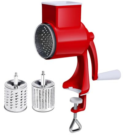 Rallador manual, triturador de queso de acero inoxidable, molinillo de nueces de cocina con asa, cortador de queso fácil de operar, molinillo de tambor multifuncional, rallador de queso manual a