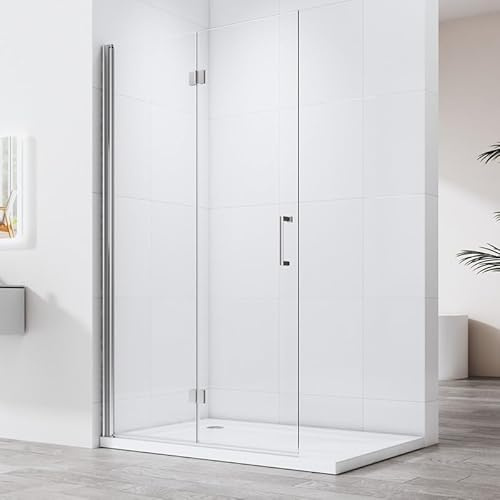 Walk in Dusche Walk in Duschwand 120x195cm Faltbar Duschabtrennung Duschkabine Faltwand Drehfalttür Faltdusche Glaswand Duschfaltwand 6mm NANO Sicherheitsglas Glas Dusche Duschwand