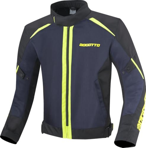 Bogotto Blaze-Air Motorrad Textiljacke, schwarz/blau/fluo-gelb, XL