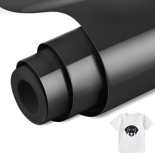 OSDUE Transferfolie Plotter für Plotterfolie, 30,5 x 152 cm Permanentes Plotterfolie Vinyl, Selbstklebende Folie for Silhouette Cameo, Transferfolie für Textilien, DIY T-Shirts, Becher (Schwarz)
