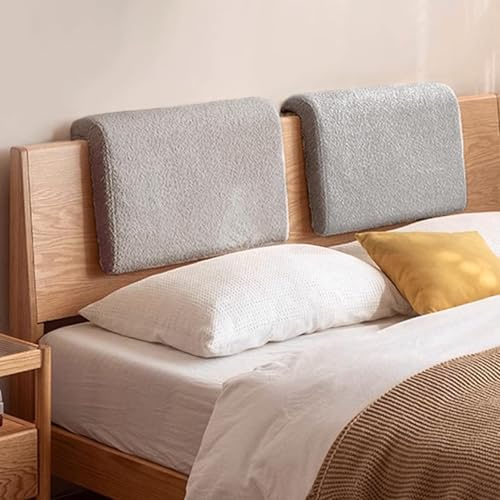 M Mute Touch 2PCS Hanging Headboard Pillow with Ergonomic Support, Removable Berber Fleece Cover, Comfortable Back Cushion for Reading, and Relaxing in Bedroom or Dorm (Grey)