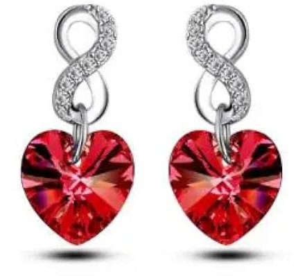 Ohrringe Ohrstecker Ohrclip Damen Frauen S925 Hoop Ohrringe Mode Accessoires Herz-Ohrring, Geschenke, Mädchen, Rot