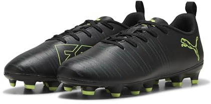 Puma Botas de fútbol Unisex para niños Future 8 Play FG/AG Jr, Puma Black Fizzy Light Green Terrain, 36 EU