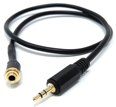 DRUT Panel Mount 3.5mm Male to Female Extension Cable Adapter – 1/8 TRS | Stereo Connector with Locking Nut for Headphones, Microphones, Speakers, DJ & DIY Audio Projects (0.5m)