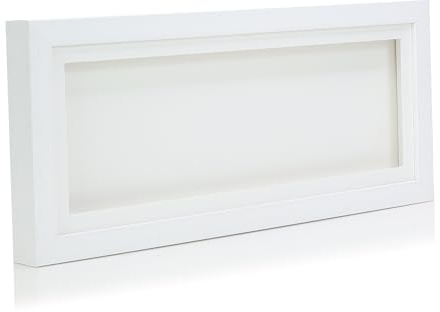 14x6 White Solid Wood 3D Deep Box Picture Frame Display Memory Box With White Mount For Medals Memorabilia Flowers etc